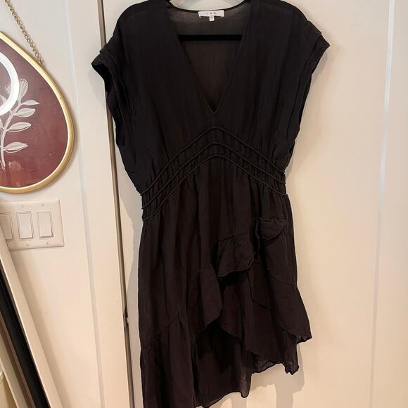 IRO Black Sheer Cap Sleeve Layered Mini Dress Sz 8 - Picture 2 of 14